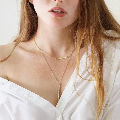 2 pcs gargantillas de acero inoxidable para mujer stainless steel necklace For women necklace jewelry