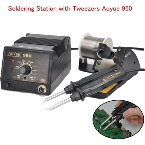 Soldering Station with Tweezers SMD Anti-Static Thermostat Adjustable Electronic IC Repairing Tweezer Welding Iron Station