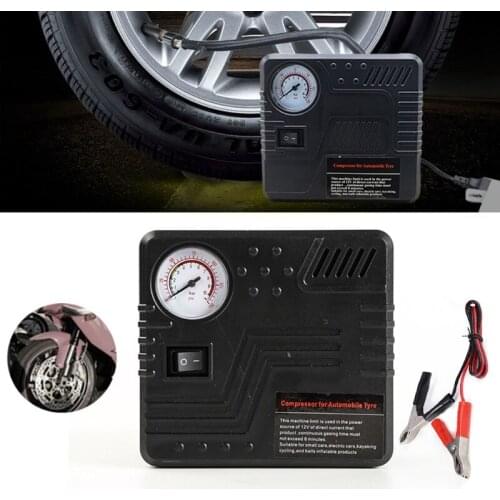 Handheld 12V Air Compressor Mini Tire Inflator Equipment with Pressure Gauge Meter for Car Motorcycle Bicycle