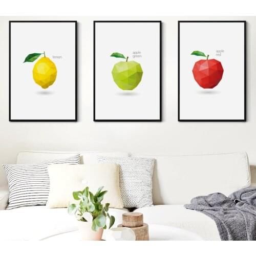 Simple Abstract Canvas Painting Geometric Fruit Poster Wall Art Pictures For Living Room Restaurant Decoration Murals