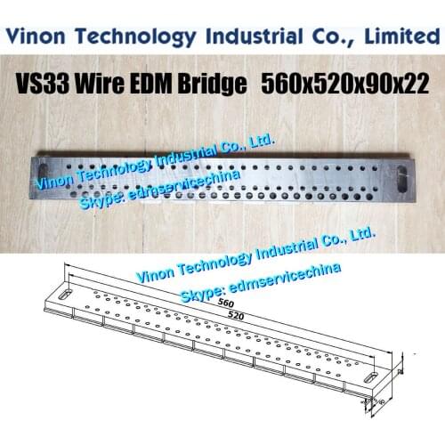 VS33 Wire EDM Bridge L=560x520x90x22mm, Precision Wire-cut Bridge 560mm Long (Stainless Steel), edm jig tools for S odick A325