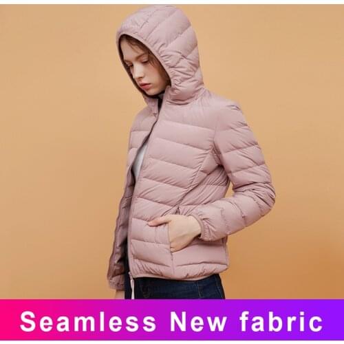 Winter Women Ultralight Thin Down Jacket Hooded Jackets Warm Coat Parka Lightweight Padded Jackets Womens Jackets Spring 2021
