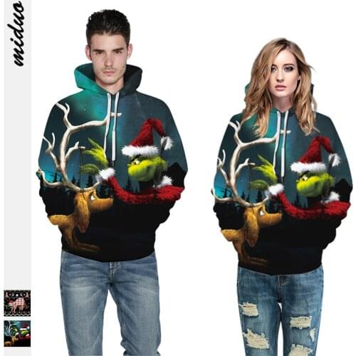 Christmas Grinch Hoodies Sweatshirts cosplay costume Grinch 3D Printing zipper Hoodie Jacket men and women sweater