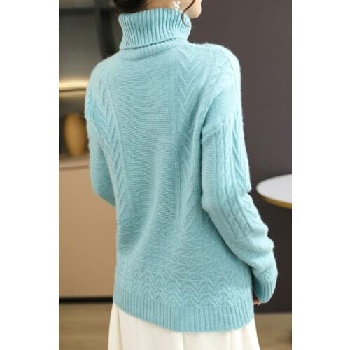 KOIJINSKY 2021 pure wool womens autumn winter elderly seven needle thickened knitted sweater