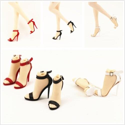 In Stock 1/6 Scale Female High-heeled Shoes Soldier Solid Sandal Model for 12'' PH Removable Feet Action Figure Body