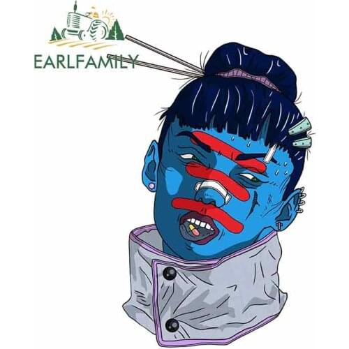EARLFAMILY 13cm x 8.8cm for Blue Face Motorcycle Stickers Vinyl Car Wrap Funny Graffiti Decal Waterproof VAN Vehicle Decoration