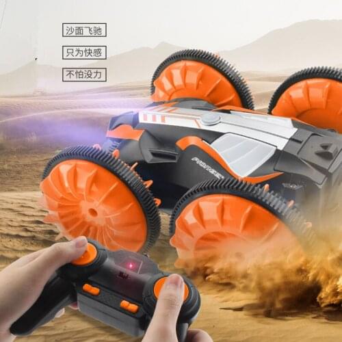 Waterproof two-sided tank car four-wheel six-way amphibious remote control stunt car 2.4g toy car