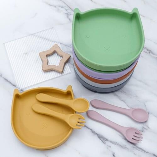 BPA Free High Quality Silicone Cookware Plate For Food Cute Animal Shape Dishes Plates Toddle Training Childrens Tableware