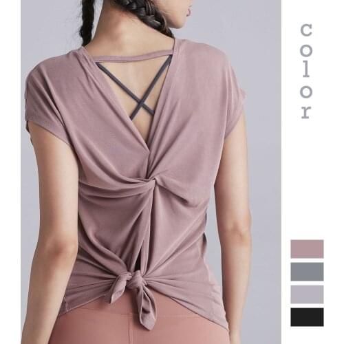 Moonglade Yoga Fitness Clothes New Short-sleeve Ladies Sexy Beautiful Back Split Sports Running Modal Quick-drying Women T-shirt