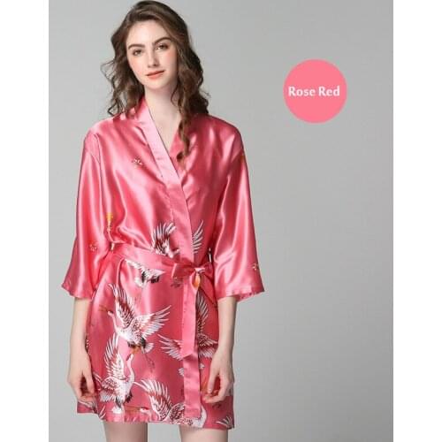 Ladies Silk Nightgown Sexy Bathrobe Five-point Sleeve Two-piece Nightgown + Sling Womens Robe spa robes for girls birthday party