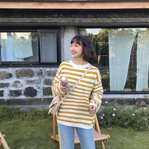 2020 New Hot Sale Winter Ladies Sweater Striped Rabbit Fur Warm Knitted Pullover Dropshipping