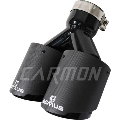 1 Piece Dual Pipes Equal Length Remus Sport Matte Carbon Fiber Exhaust Muffler Tips Glossy Black Inner Pipe for honda benz