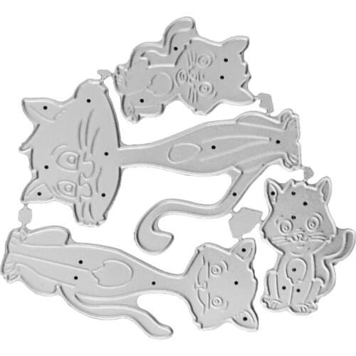 2021 New Cartoon Cat Family of Four Carbon Steel Cutting Dies DIY Scrapbooking Photo Album Embossing Paper Cards Making Stencil