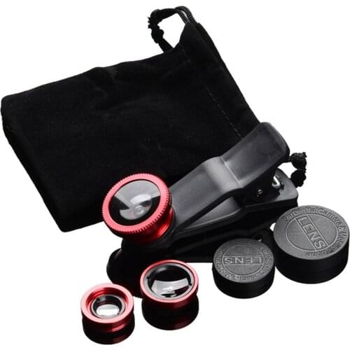 3 in 1 Wide Angle Macro Fisheye Lens Camera Kits Mobile Phone Fish Eye Lenses with Clip 0.67x for iPhone Samsung All Cell Phones