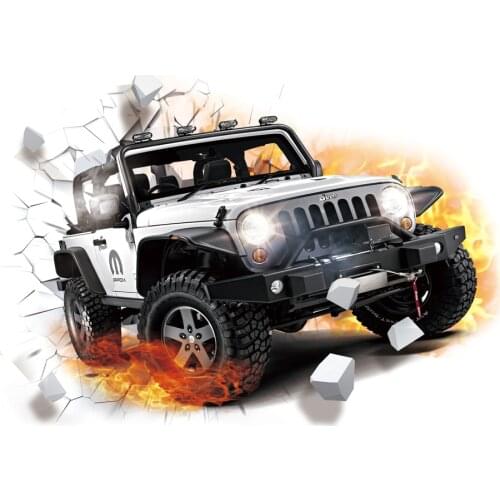 3D Super Off-road Vehicle Wall Stickers Wild jeep Broken Wall Poster Wall Art Car Decal Kids Room Decor Boys Favors