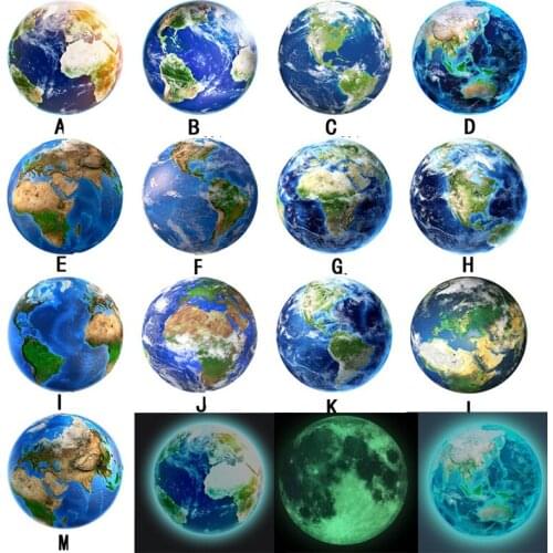 5cm Luminous Moon Earth Cartoon DIY 3D Wall Stickers for Kids Room Bedroom Glow In The Dark Wall Sticker Home Decor Living Room