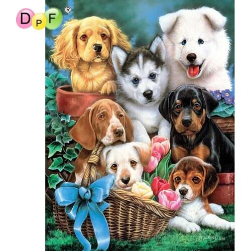 Dog family 5D Diamond Embroidery Animals Diamond Cross Stitch Kits Full square Diamond Embroidery mosaic