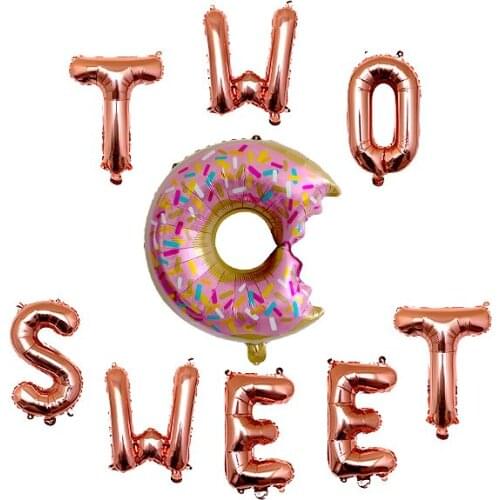 9pcs/lot 72*43cm two sweet Letters Foil balloons Donut Balloon for baby shower 2nd Birthday party wedding Decor party supplies