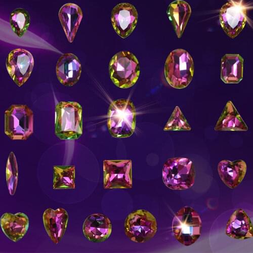 AAAAA grade 99% Similar Swa Rose ab medium Czech Crystal Rhinestone pointback Nail Art Decoration stones Multi Shape No1tNo27