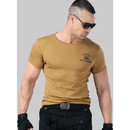 Army T-shirt Military Tshirt Style Tactical Tight Outdoor Fitness T-shirt Men Summer Cargo Uniform Short Sleeved Male Tee Black