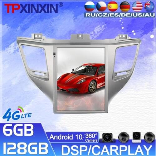 128G For Hyundai Tucson 2016 -2018 Android Car Radio Tape Reorder video Multimedia Player GPS Navigation Tesla Screen 360 Camera