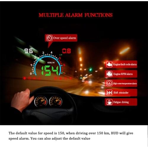 Car Head-up Display Windshield HUD 5.8" Color Display OBD2 Fault Code Diagnostic Overspeed Warning Windshield Projector System