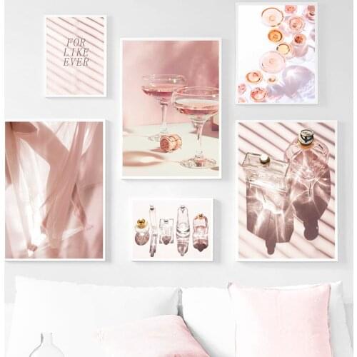 Red Wine Glass Perfume Bottle Sexy Woman Wall Art Canvas Painting Nordic Posters And Prints Wall Pictures For Living Room Decor