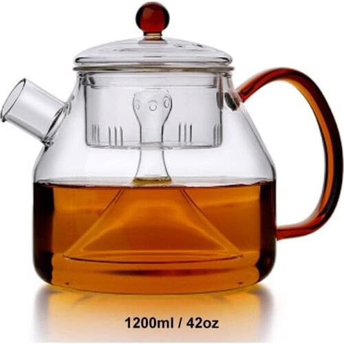 1200ml / 42 ounce Regimen Steamer Kettle Heatable Borosilicate Glass Tea Pots Health Red Herbal Flower Tea Kettle