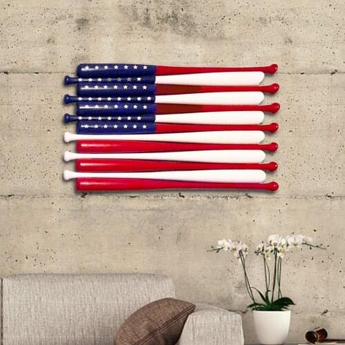 Wooden Crafts Wall Decoration Home Bedroom Hanging Flag Pendant Creative Baseball Bat American Flag Wall Hanging Home grand