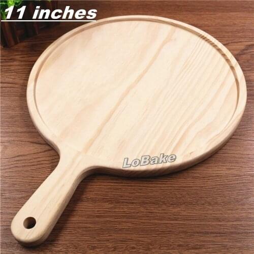 11 inches height 1.7cm wooden round pizza pan with handle pizza stones pie pancake pans bread loaf cake mold DIY baking supplies