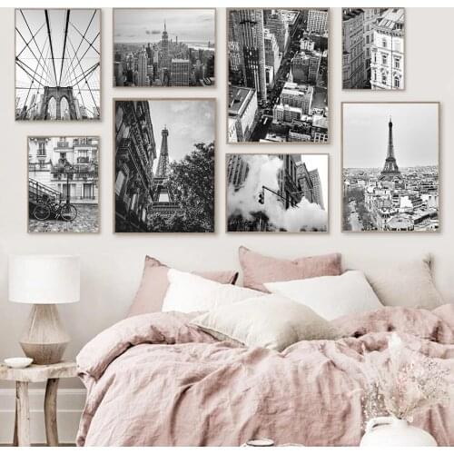 Eiffel Tower Flower Landscape Wall Art Poster City Architecture Canvas Painting Quote Art Print Nordic Picture Living Room Decor