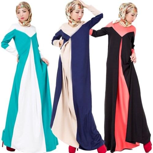 M-L Girl Patchwork Dress Muslim Worship Clothes Costume Adult Islamic Long Dress Malaysia Turkish Lady Clothes Women Abayas