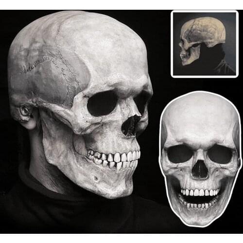 Halloween Full Head Skull Mask/helmet With Movable Jaw 3d Skeleton Skull Horror Mask Adults Cosplay Costume For Halloween Party