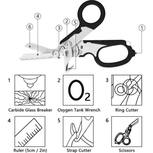 B2QB Multifunctional Pliers Outdoor Survival Tool Combination Scissors Durable Folding Stainless Steel Tool Black