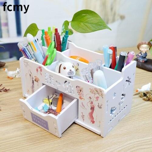 Multi-function Pen Holder Creative Fashion Korea Student Cute Children Desktop Ornaments Storage Box Office Organizer Drawer