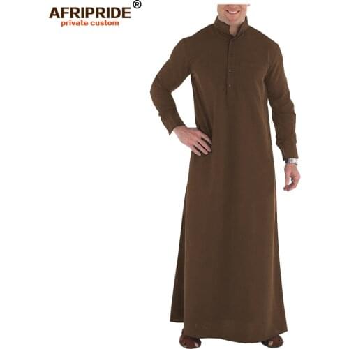 Muslim Clothing for Men Jubba Thobe with Long Sleeves and Packet Plus Size Islamic Clothing Muslim Dress AFRIPRIDE A2014002