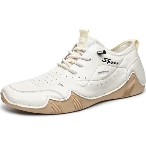 Running shoes 2021 spring and autumn mens outdoor breathable sports leather shoes non-slip lace-up mens sports shoes fitness s