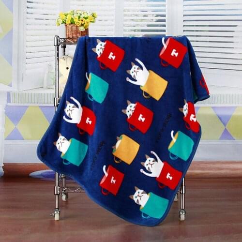Mylb 100*75CM Coral Fleece Warm Cartoon Dog Cat Printed blanket Bed Mats House/Plane/travel Soft Sleep Blankets Pet Accessories
