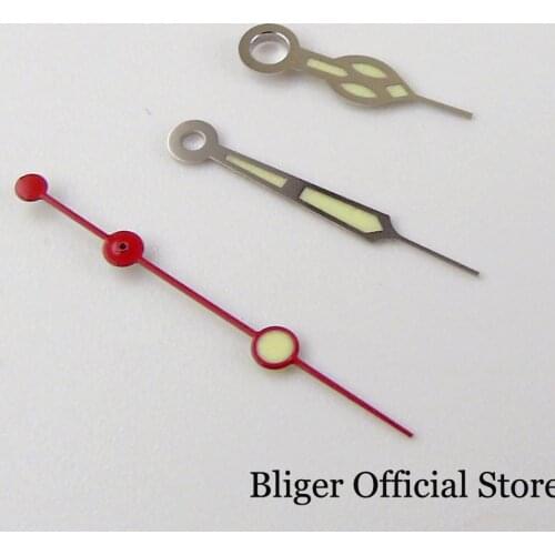 New Gold Plated Automatic Watch Hand Needles Green Luminous for NH35A NH36A Movement Red Second Hand