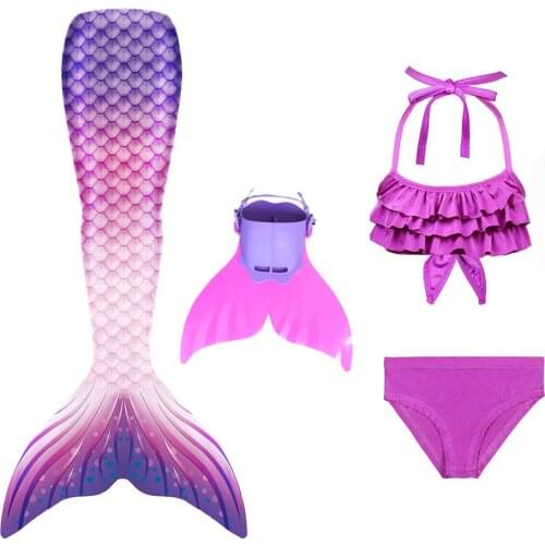 New Little Mermaid Swimsuit Girls kids Swimwear Bikini Set Mermaid Tails for Swimming Christmas Halloween Costume