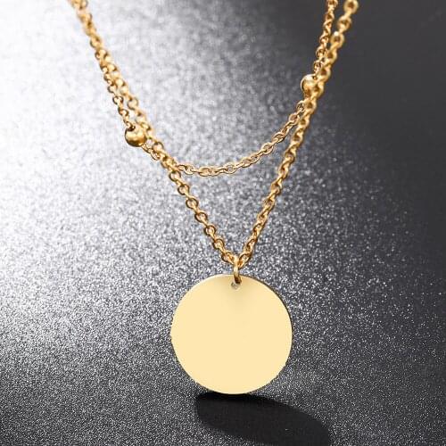 Stainless Steel Necklace for Women Double Layered Coin Beads Necklace Pendant on Neck Choker Jewelry