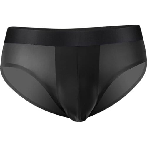 Sexy Briefs Mens Underwear Seamless Panties Shorts Homme Transparent Ice Silk Breathable Pouch Underpants Cueca Calzoncillo
