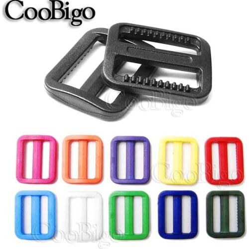 50pcs Tri-Glides Slider Adjustable Buckle 25mm Colorful Plastic For Webbing Luggage Bag Backpack Strap Dogs Collar Accessories