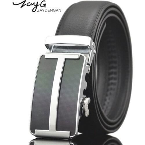 ZAYG Designer New Style Male Automatic Buckle Belt Cowhide Leather Men Belt Business Style Classic Belt Luxury Mens Black Belt
