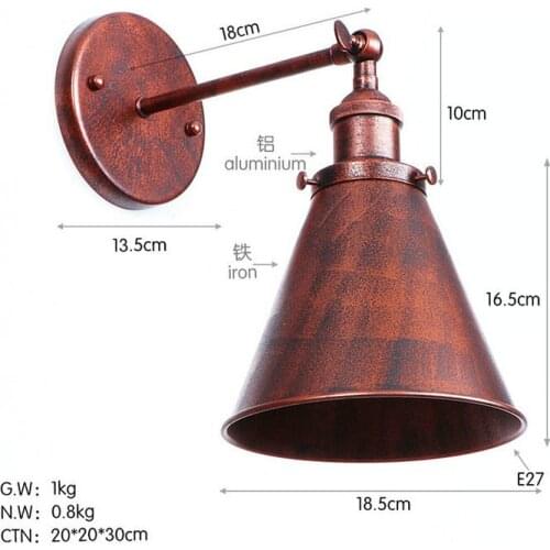 Ac110-220v Passage Retro Nostalgia Old-fashioned Rust Iron Vintala Bedroom Lamp Wall Lights For Home Vintagwall Light Fixtures
