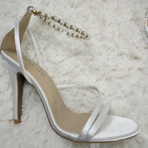 Sexy Ivory Satin Sandals High Heel Bridals Dress Party Women Sandal Summer Popular New Open Toe Ankle Strap Stiletto 10cm Hee
