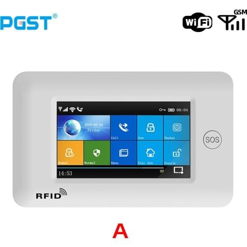 PGST Wifi GSM Alarm System 433MHz All Touch Screen Wireless Burglar Home Security App Control With RFID Remote Control