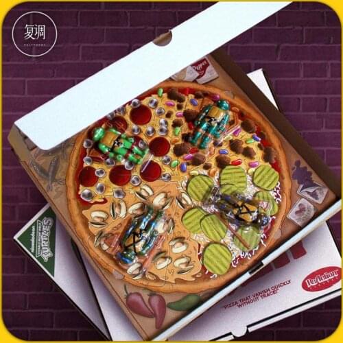 Super7 Teenage Mutant Ninja Turtles Sdcc Pizza Box Set Hang Card Toy Action Figures Toys for Children Gift