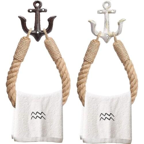 Hemp Rope for Toilet Paper Washcloth Bathroom Tissue Holder Cordage 50cm/19.7inch Rope Length Sail Anchor Theme