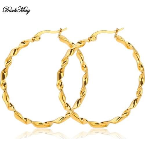 DarkMag Twisted Hoop Earrings Gold Round Ear Rings For Women Girl Geometric 2020 Statement Circle Earrings Jewelry Brincos